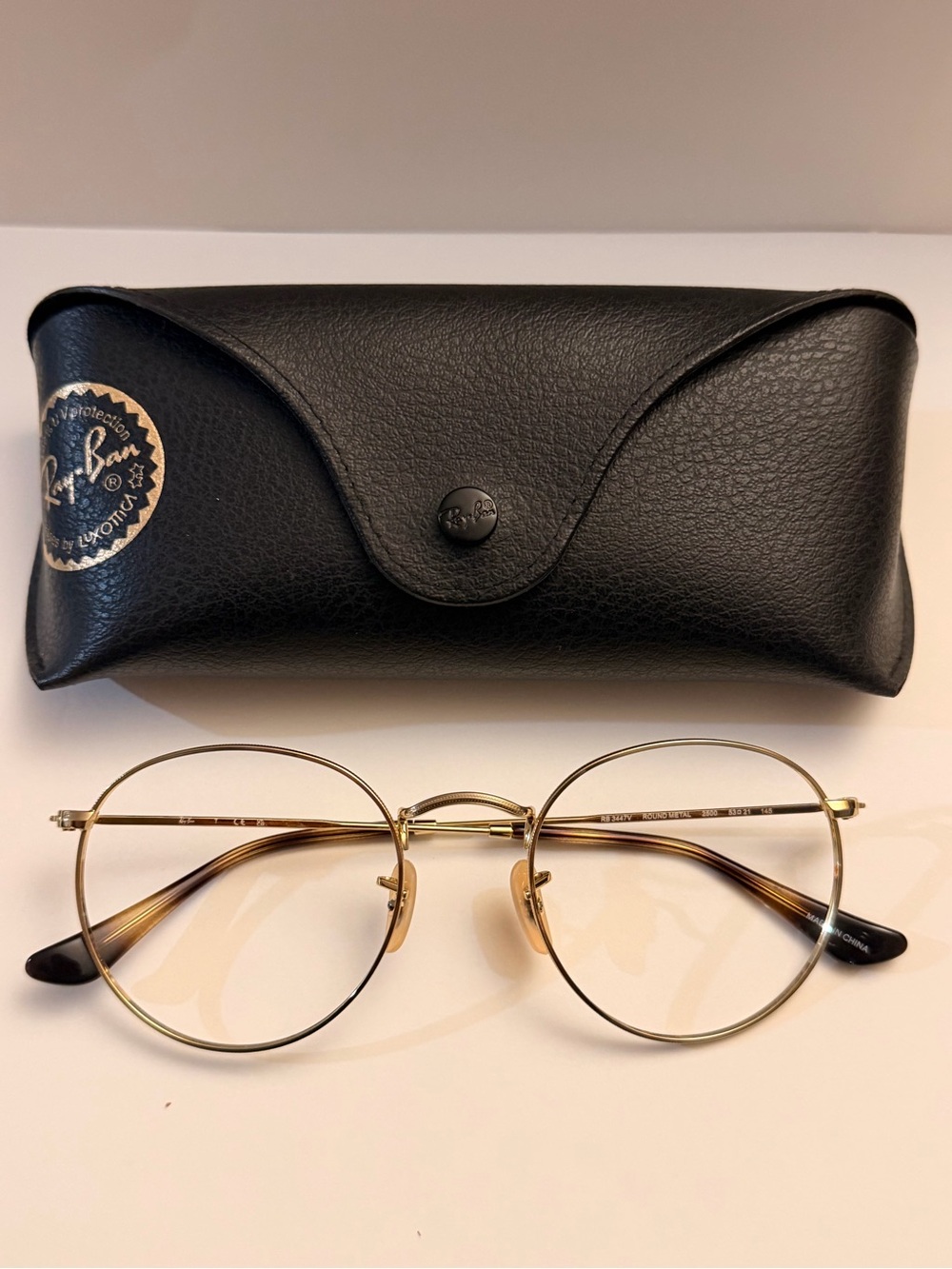 Ray-Ban RB3447V Round Metal Gold Full Rim Eyeglass Frames 53-21 145